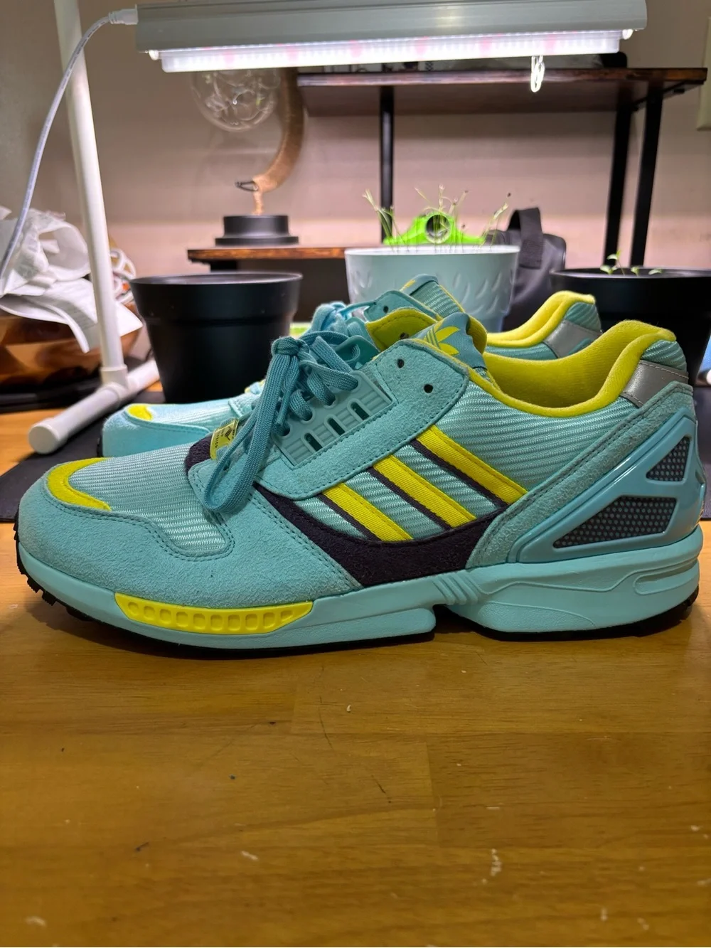 adidas TORSION ZX 8000 Aqua Teal and Yellow Runner Sneakers men’s.